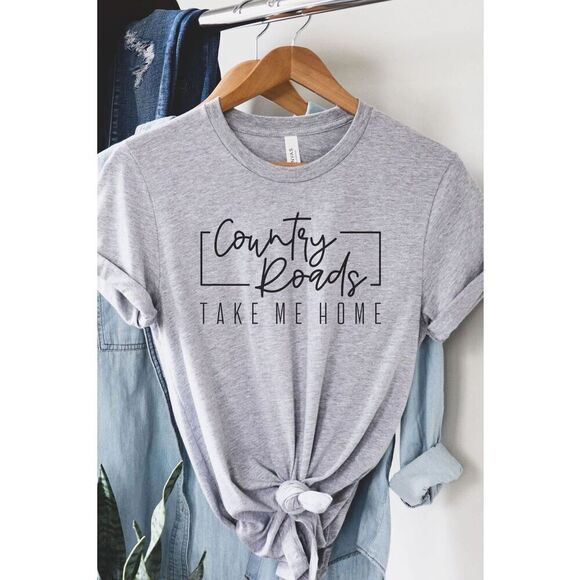 Bella Canvas Country Roads Take Me Home Tee - Picture 1 of 4